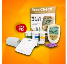 Combo Máy đo đường huyết - mỡ máu - gút BeneCheck & Máy đo huyết áp Wellmed FDBP-A4